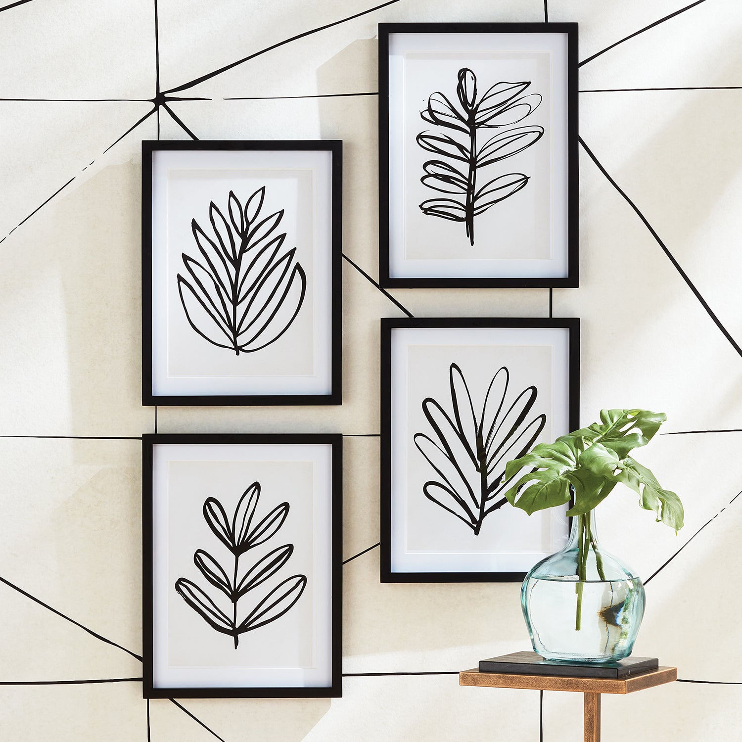 Sketched Leaf Wall Art Set of 4