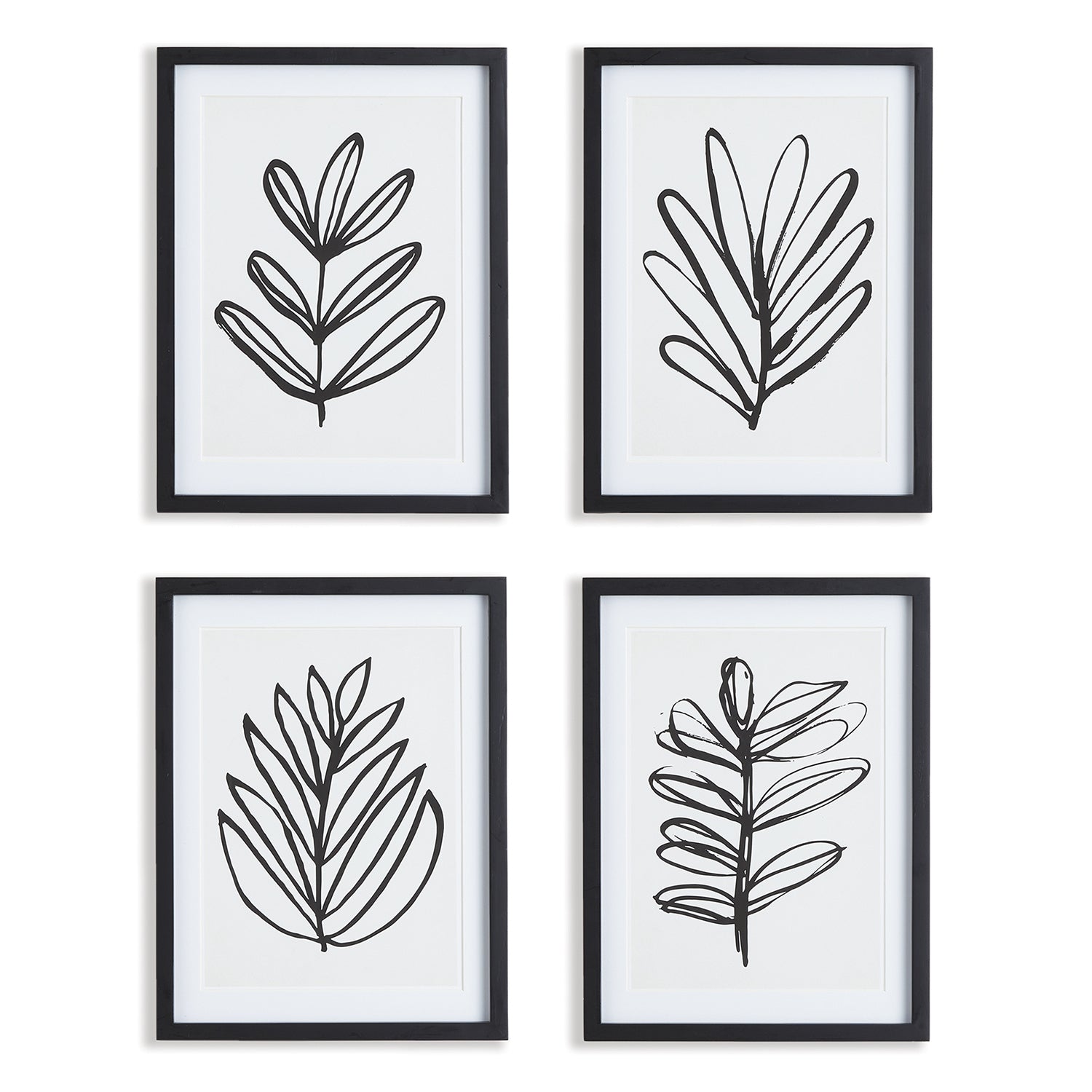 Sketched Leaf Wall Art Set of 4
