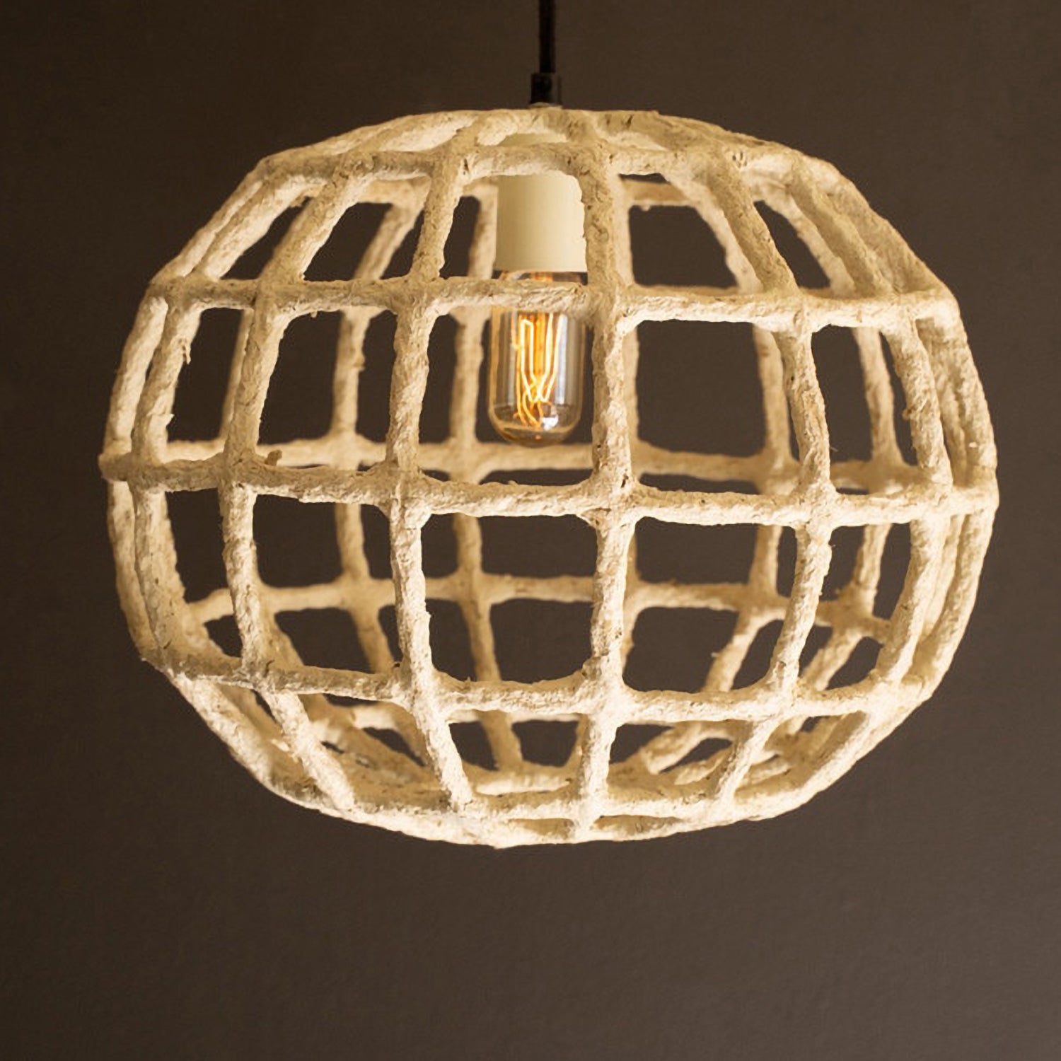 Grid Short Paper Mache Pendant