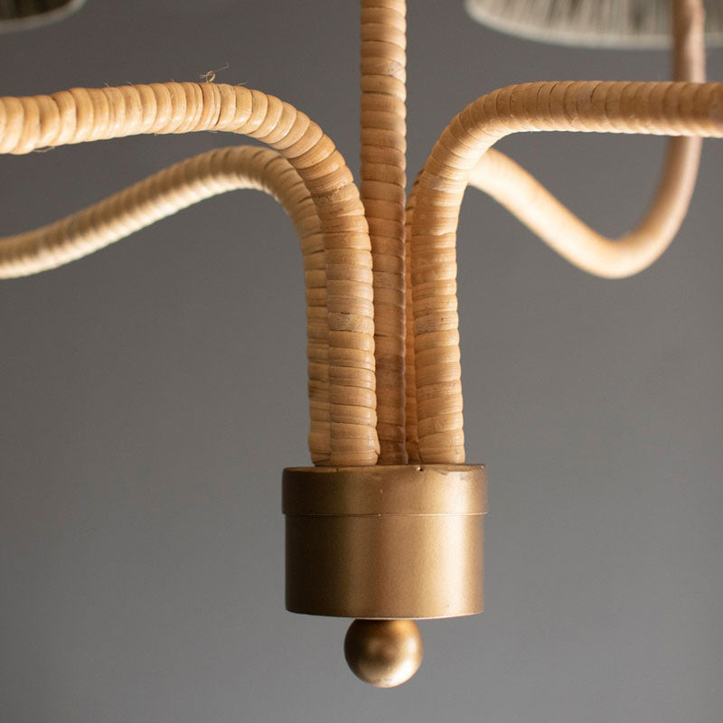 Rattan-Wrapped Chandelier