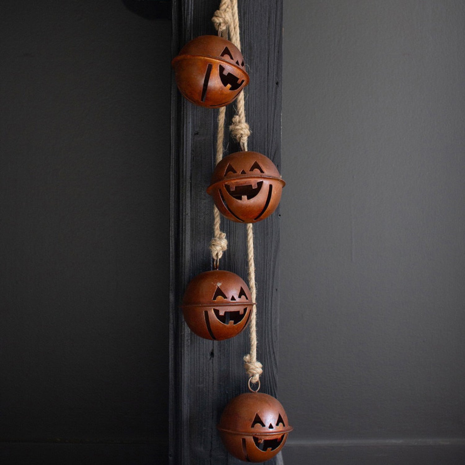 Halloween Jack-O-Lantern Bell Cluster Set of 4