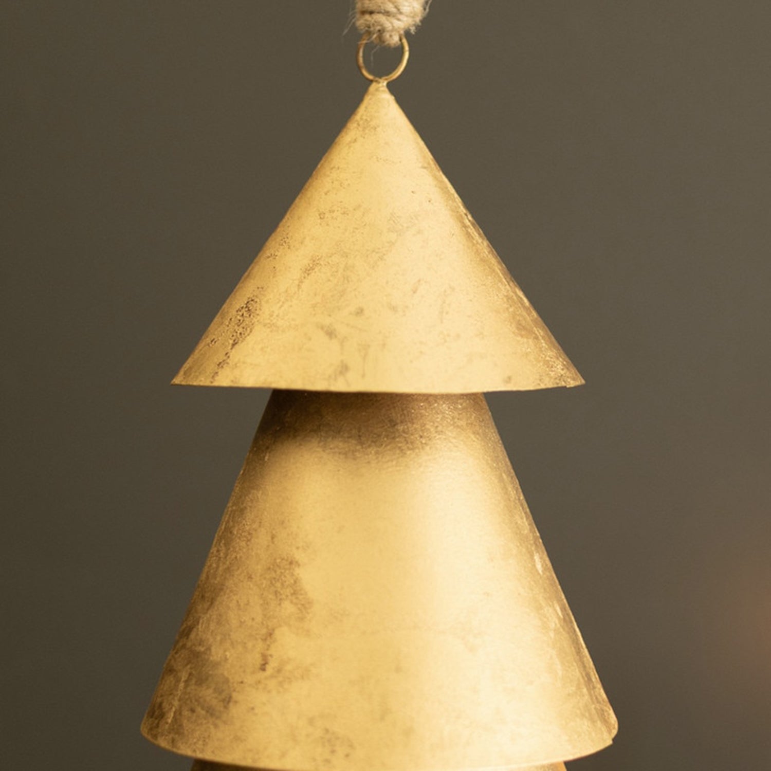 Giant Antique Gold Christmas Tree Bell with Velvet Hanger
