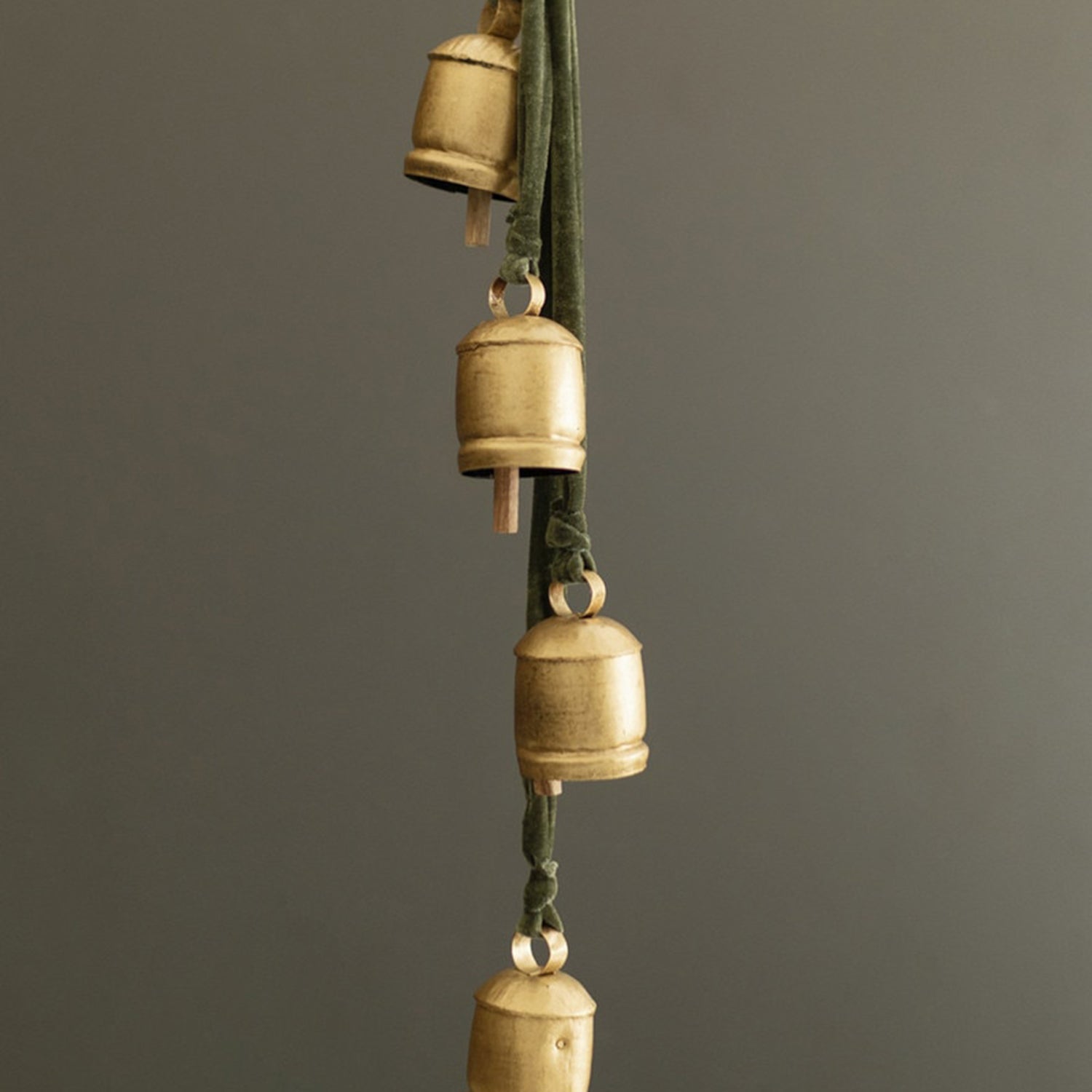 Jingle Bell Cluster with Green Velvet Ribbon
