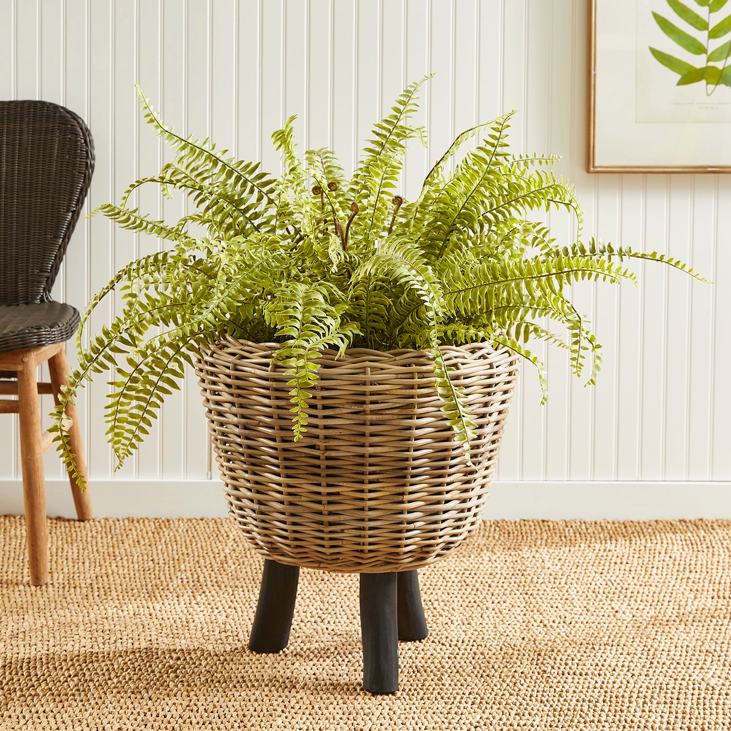 Woven Rattan Dry Basket Plant Riser