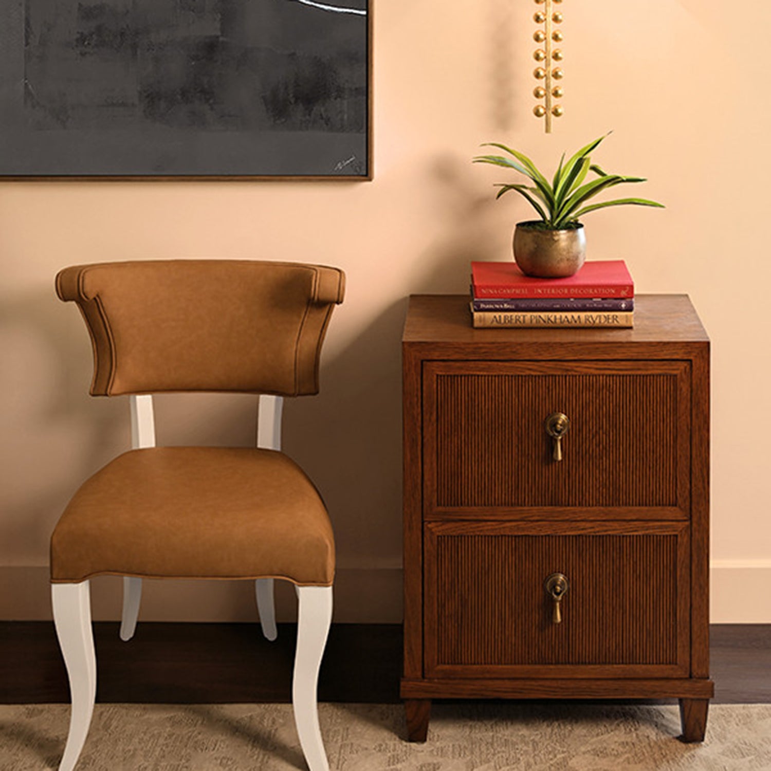 Worlds Away Novalie Provincial Brown Two Drawer Side Table