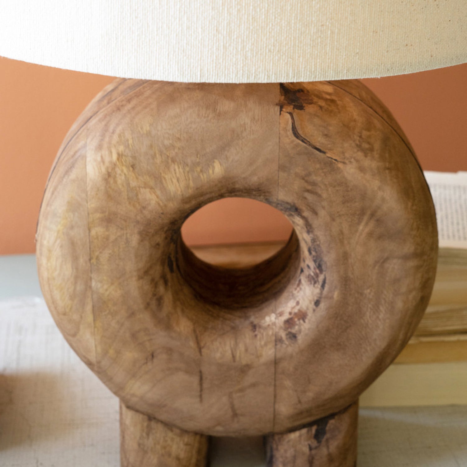 Recycled Wood Donut Table Lamp