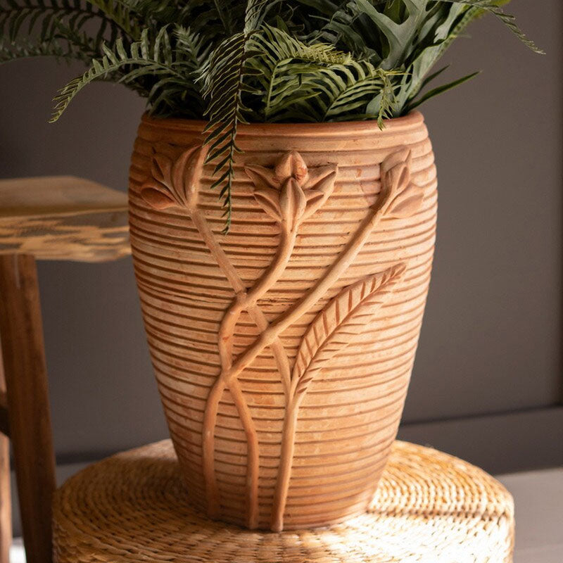 Flower Design Terracotta Urn