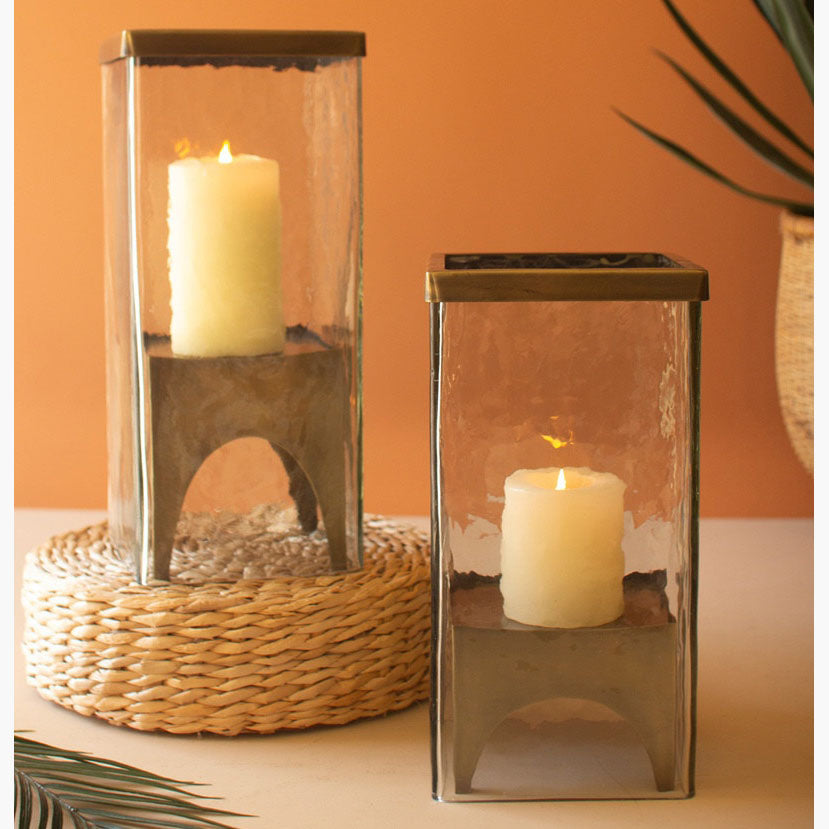 Square Pillar Hurricane Set of 2