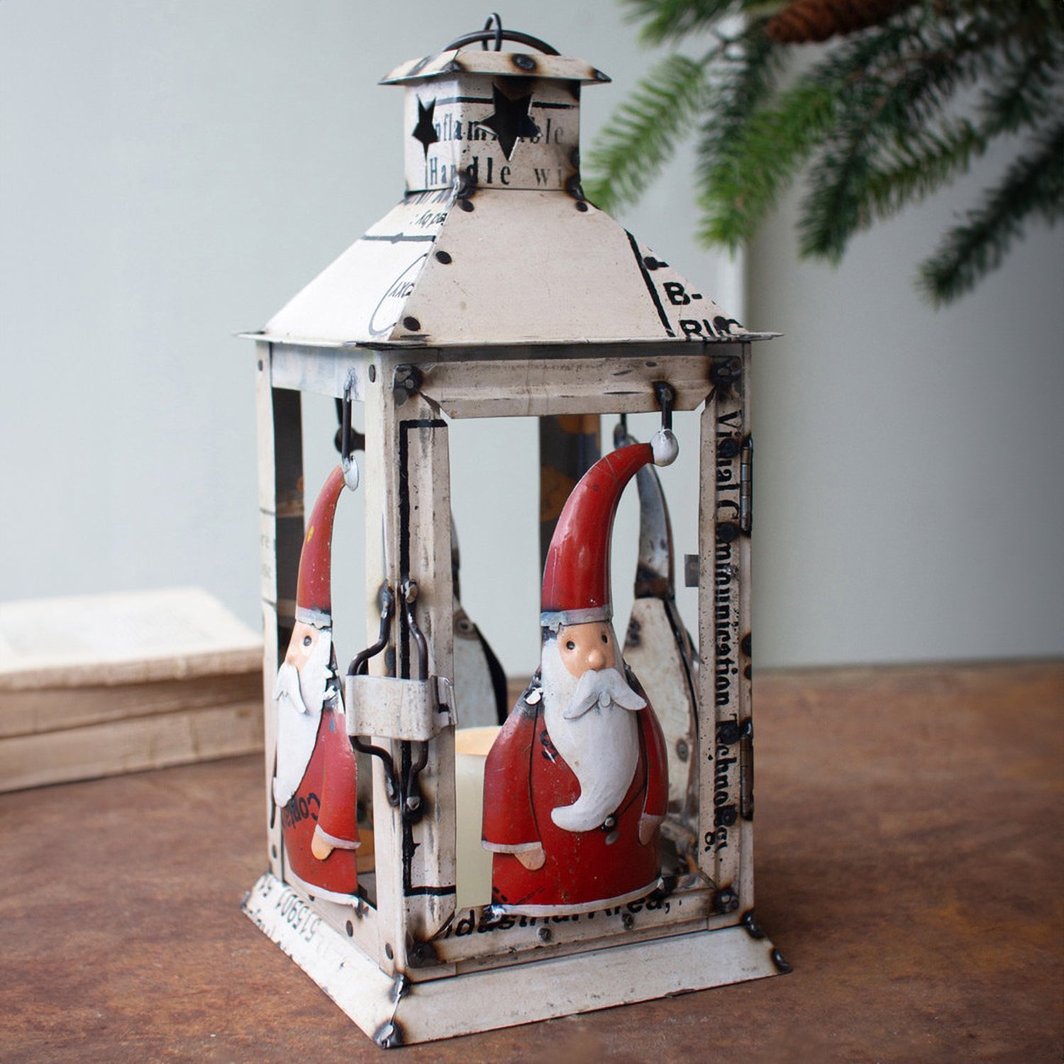Recycled Iron Santa Lantern