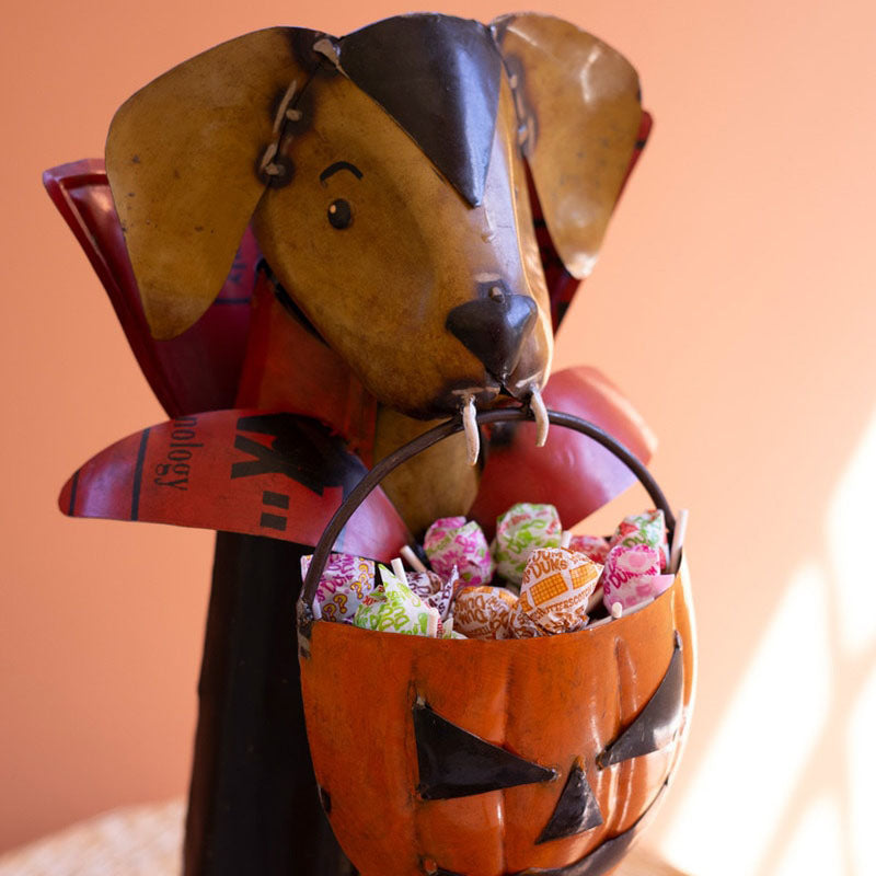 Recycled Metal Halloween Cat and Dog Set of 2