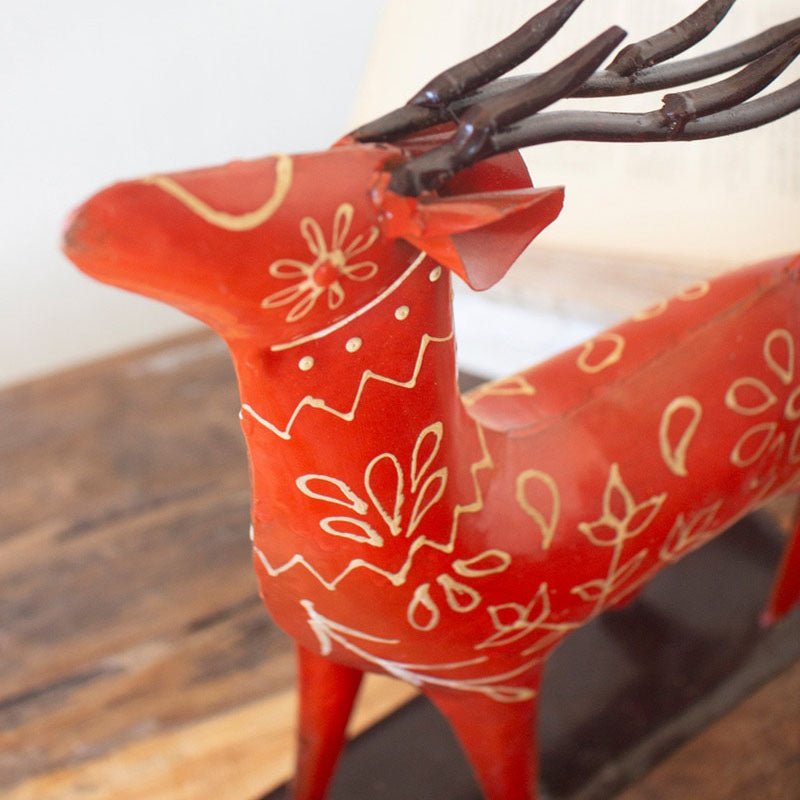 Recycled Metal Folk Reindeer Set of 2