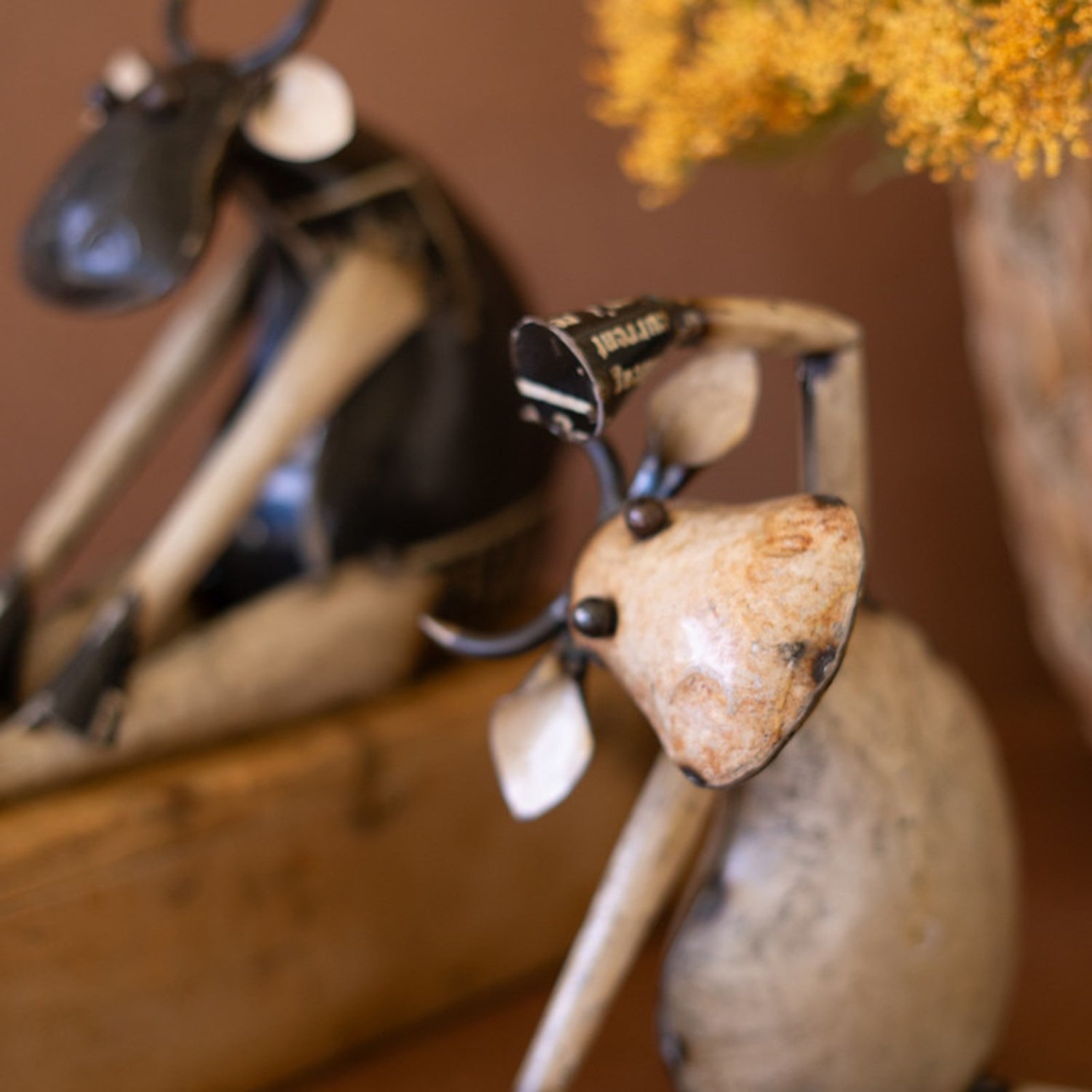 Recycled Iron Yoga Cow Set of 2
