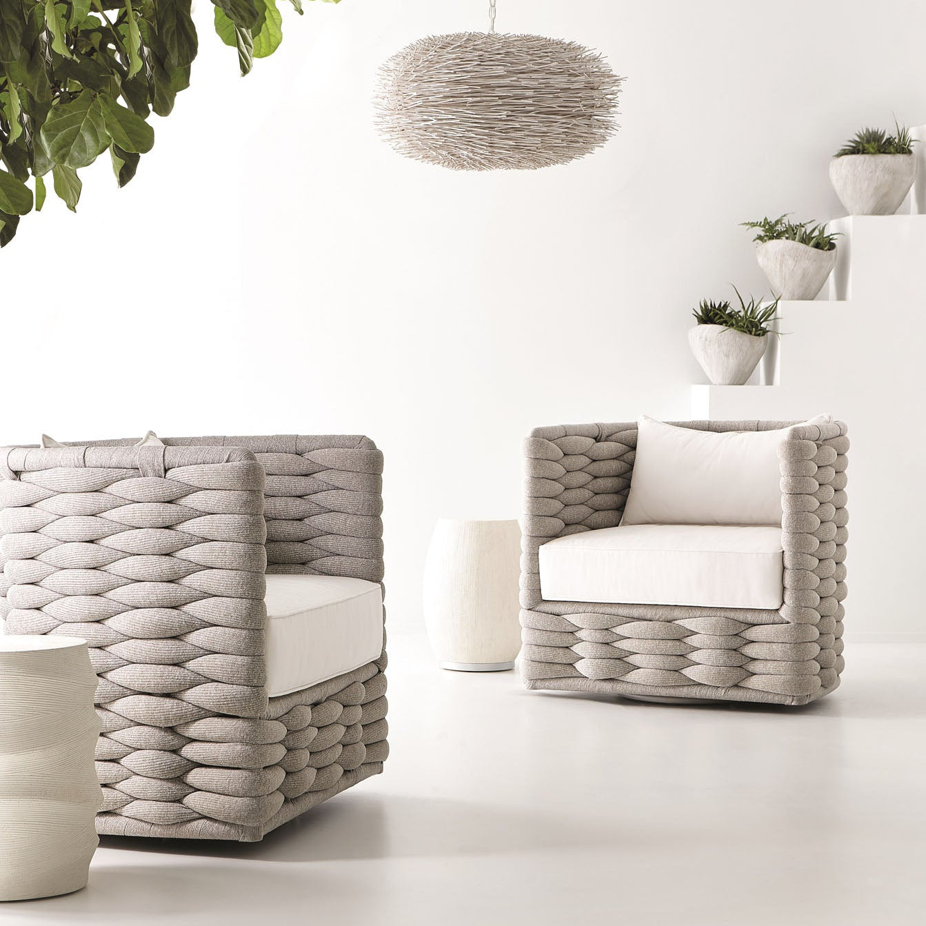 Bernhardt Exteriors Wailea Nordic Gray Outdoor Swivel Chair