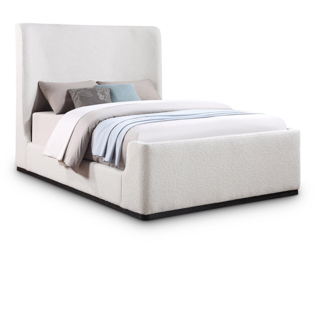 Oliver Cream Boucle Fabric Upholstered Bed