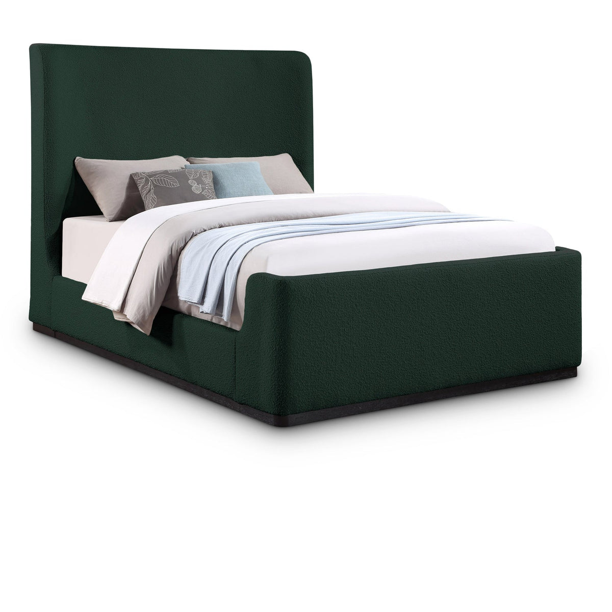 Oliver Green Boucle Fabric Upholstered Bed