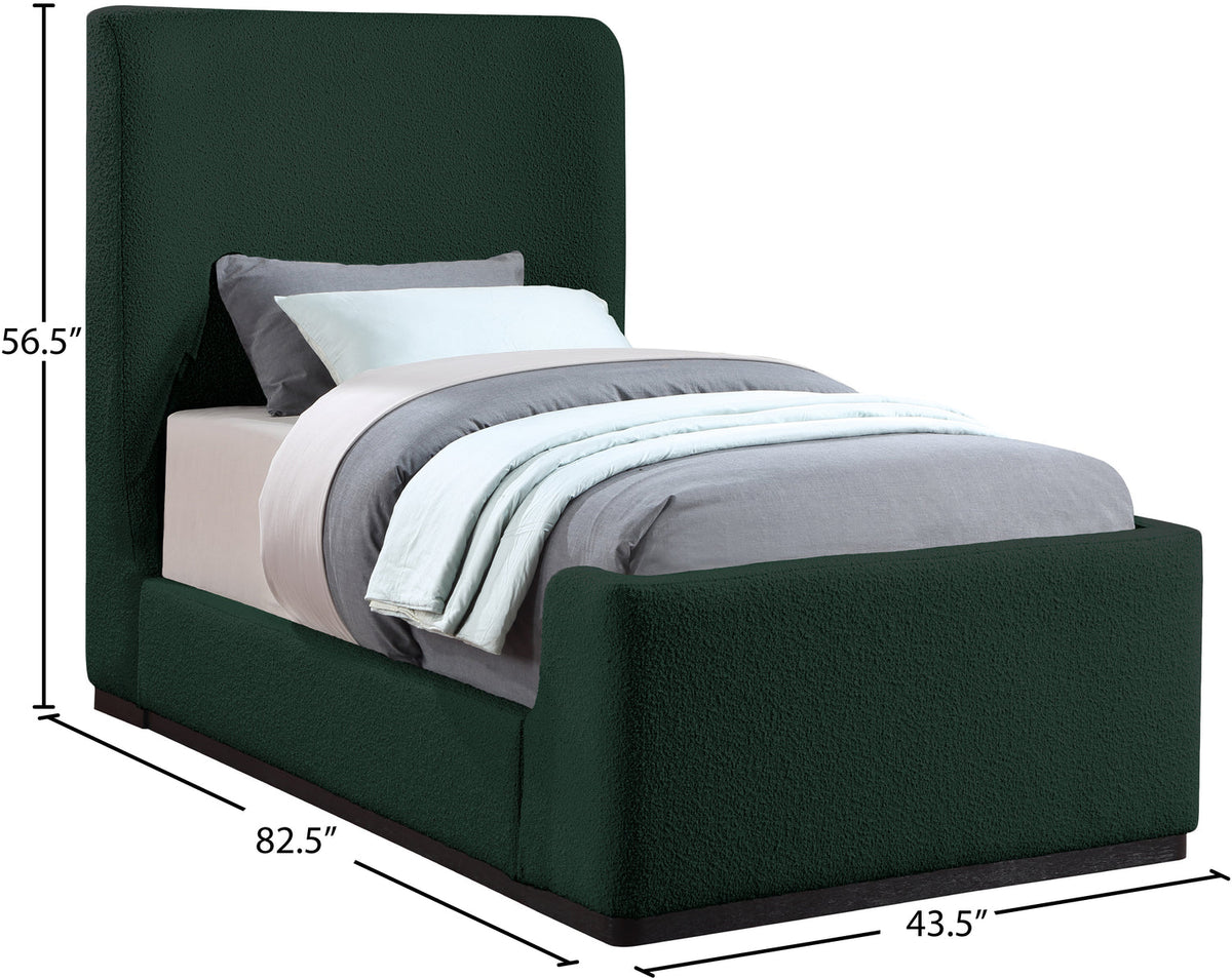 Oliver Green Boucle Fabric Upholstered Bed