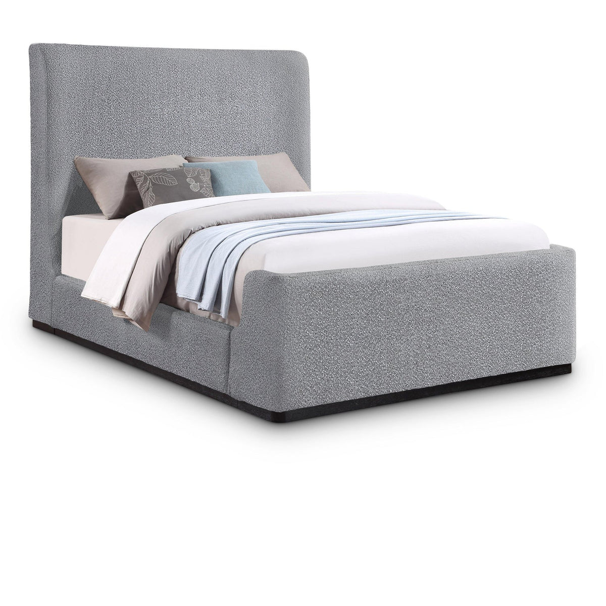 Oliver Grey Boucle Fabric Upholstered Bed