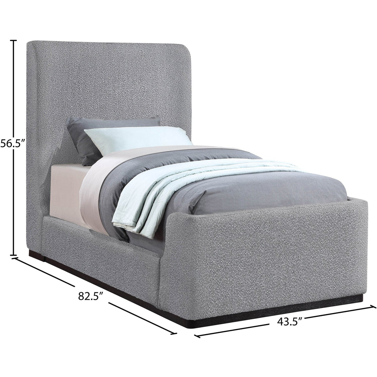 Oliver Grey Boucle Fabric Upholstered Bed