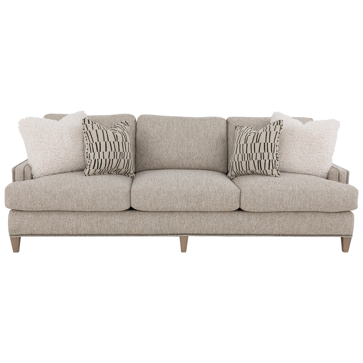 Auburn Flax 94in Sofa with pillows finish detail