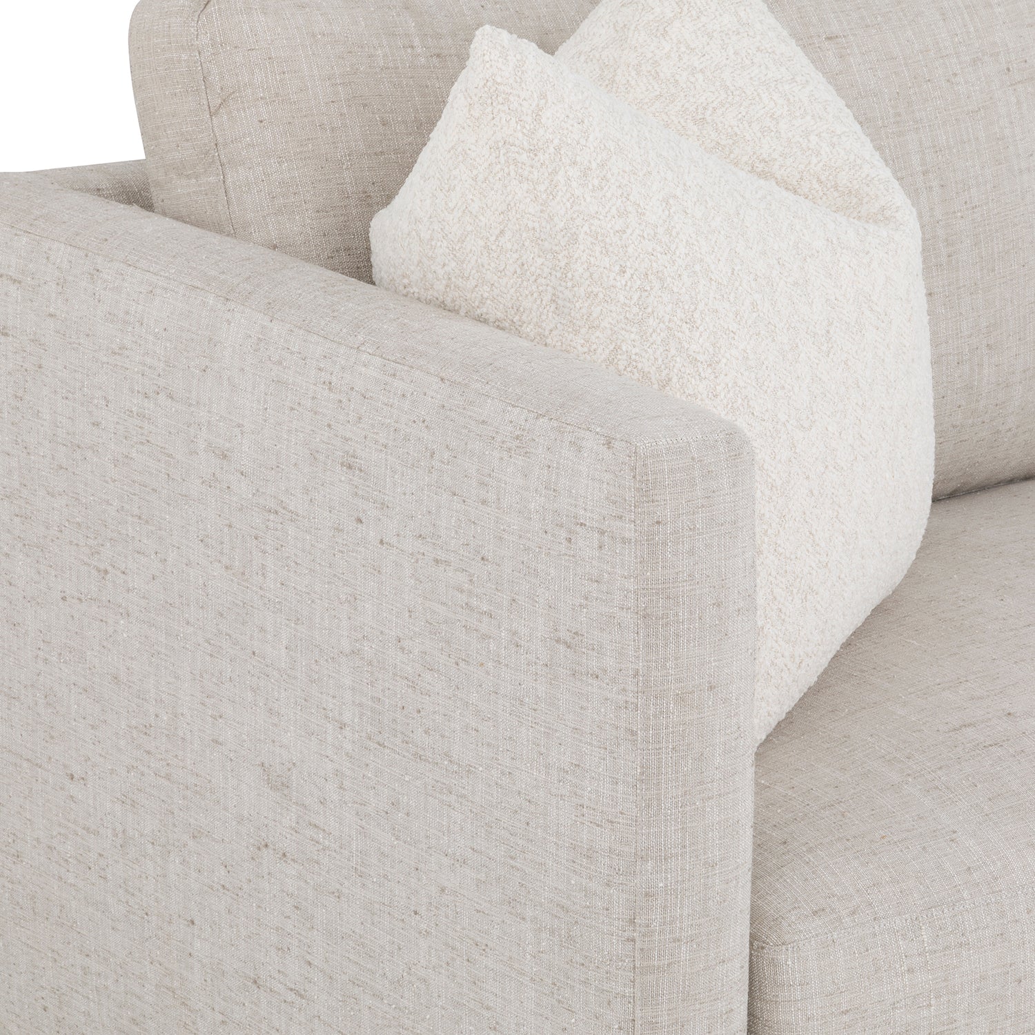 Mercer Jute 96in Grande Sofa with pillow craftsmanship detail