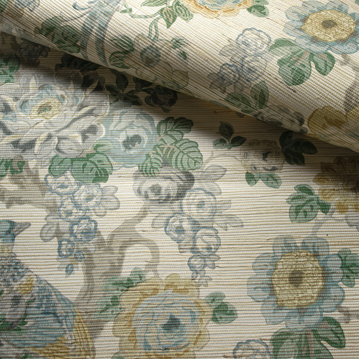 Lee Jofa Avondale Paper Slate/Aqua Wallpaper