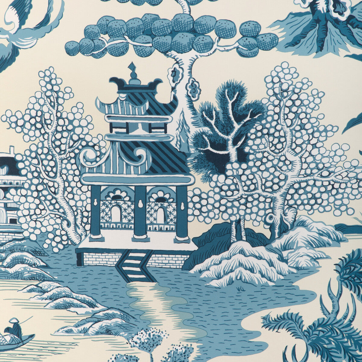 Lee Jofa Willow Lake Paper Teal Wallpaper