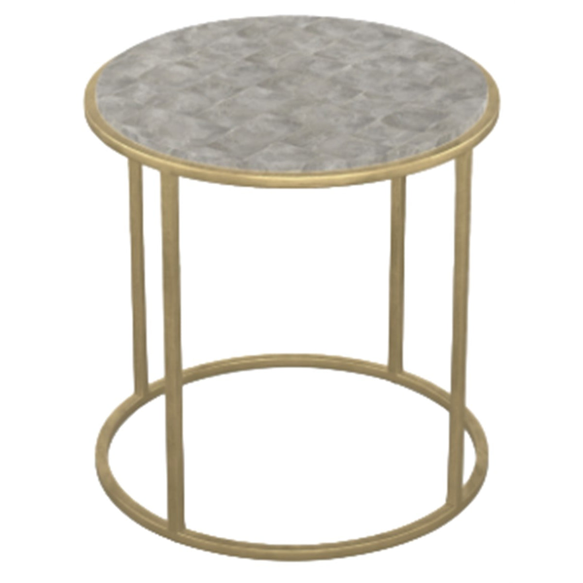 Vanguard Furniture Villa Champagne Leaf Base/White Capiz Top Round End Table