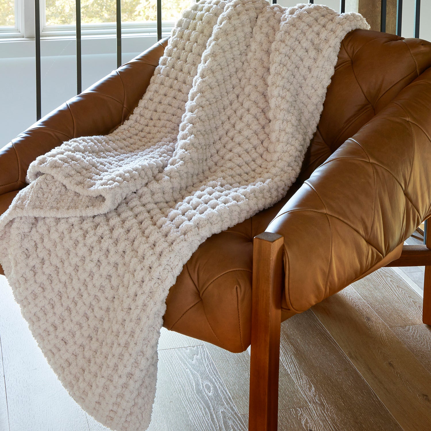 Peacock Alley Cozy Knit Waffle Throw Blanket