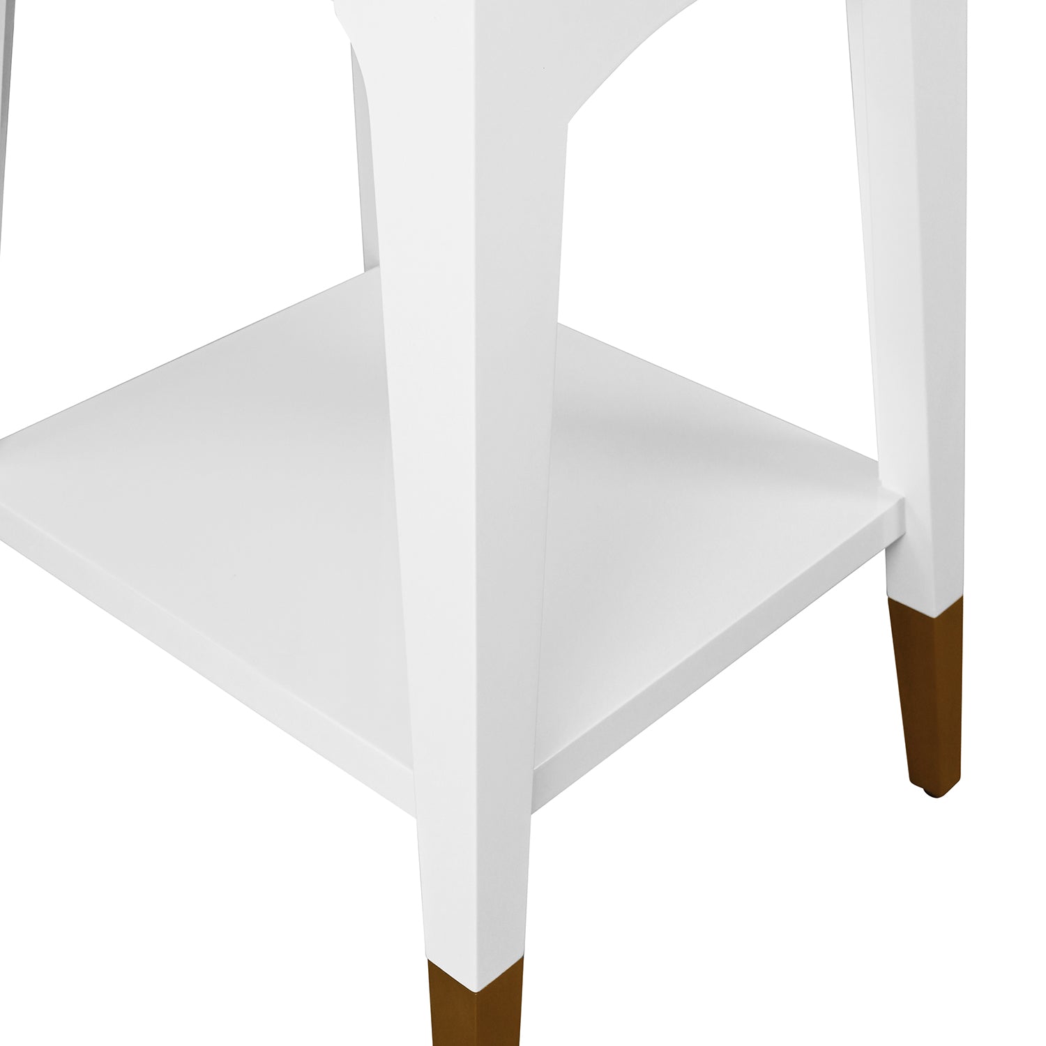 Worlds Away Patti white side table, top-down view of lacquered top