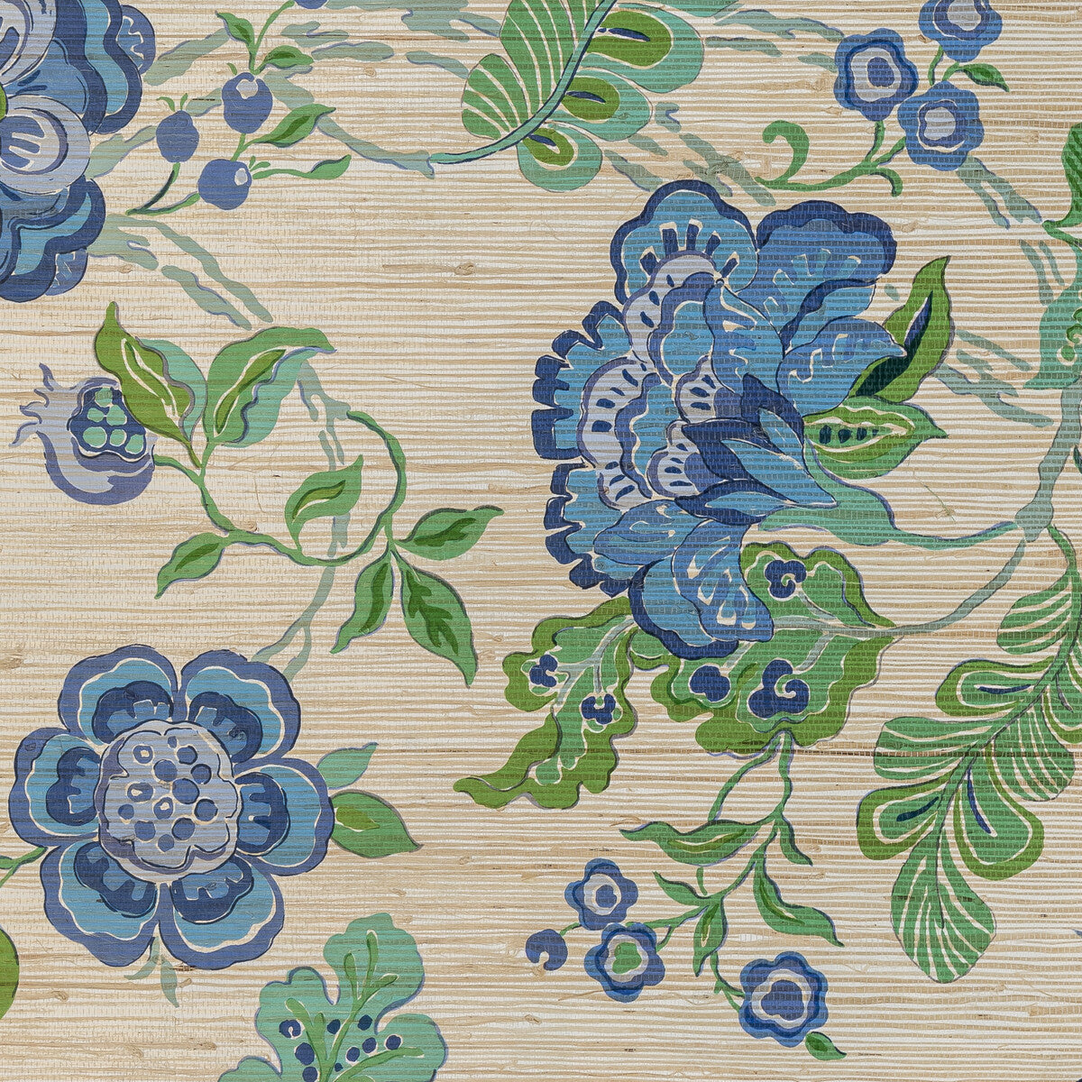 Blithfield x Lee Jofa Somerset Grasscloth Blue Wallpaper