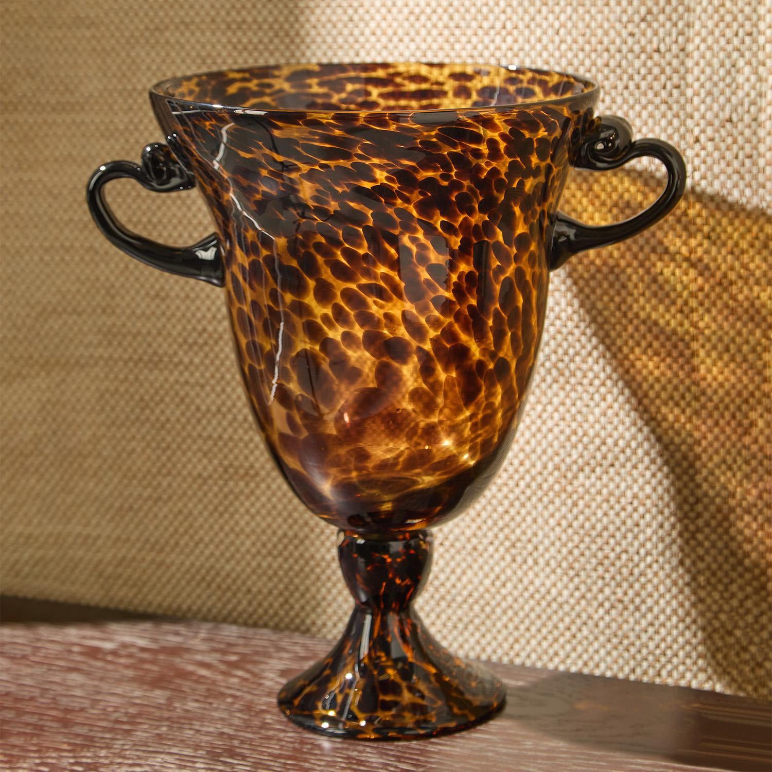 Tortoise Etruscan Style 12in Vase with Handles