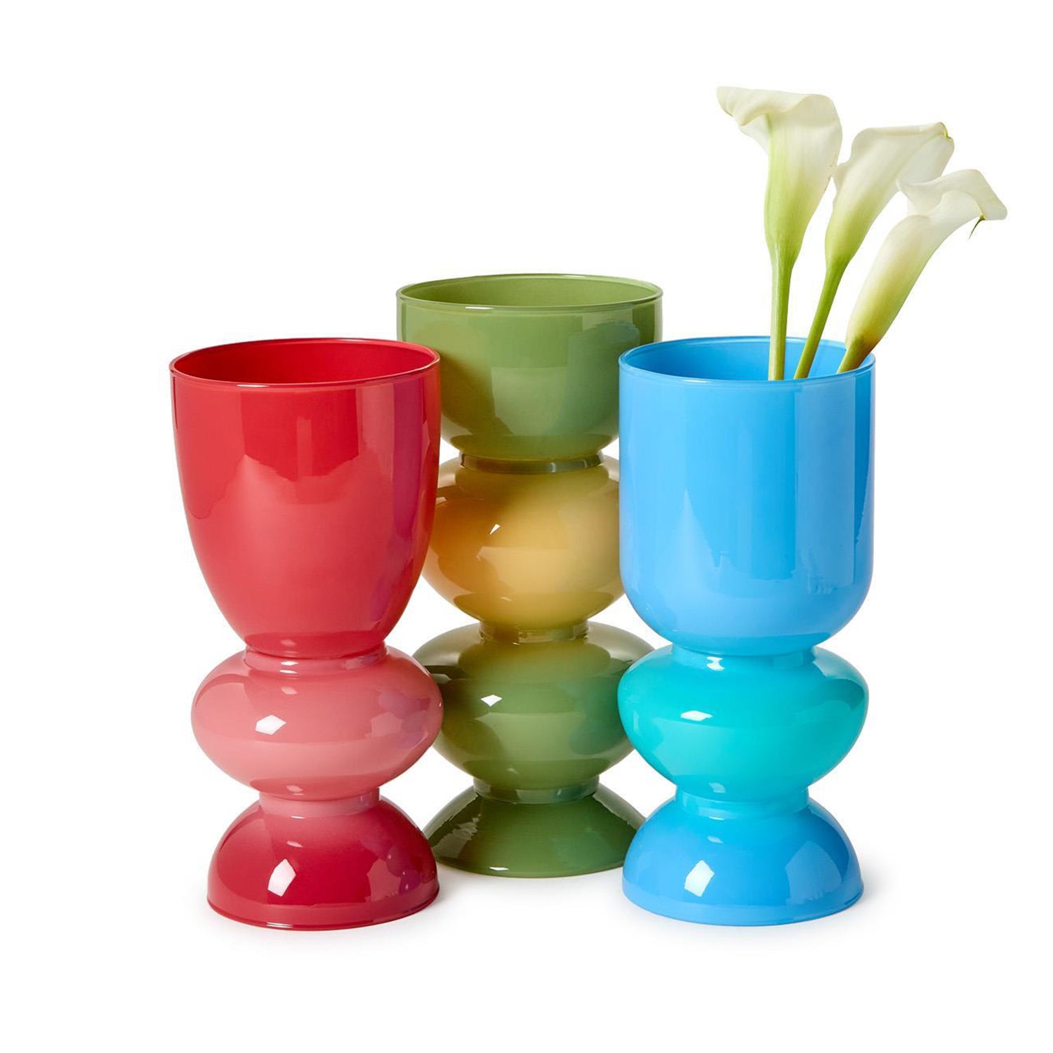 Mixed Colored Glass Vase Set of 3