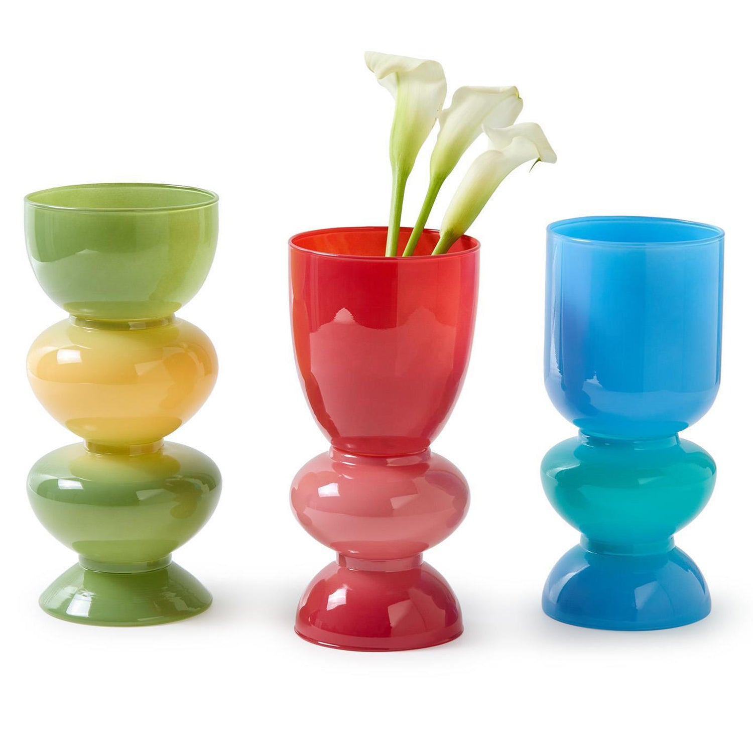 Mixed Colored Glass Vase Set of 3
