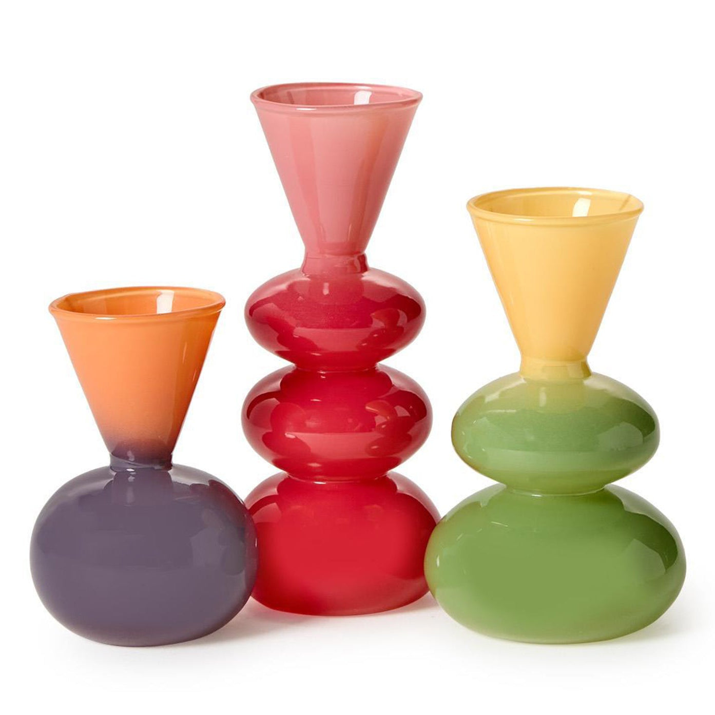 Mixed Colored Glass Vase Set of 3
