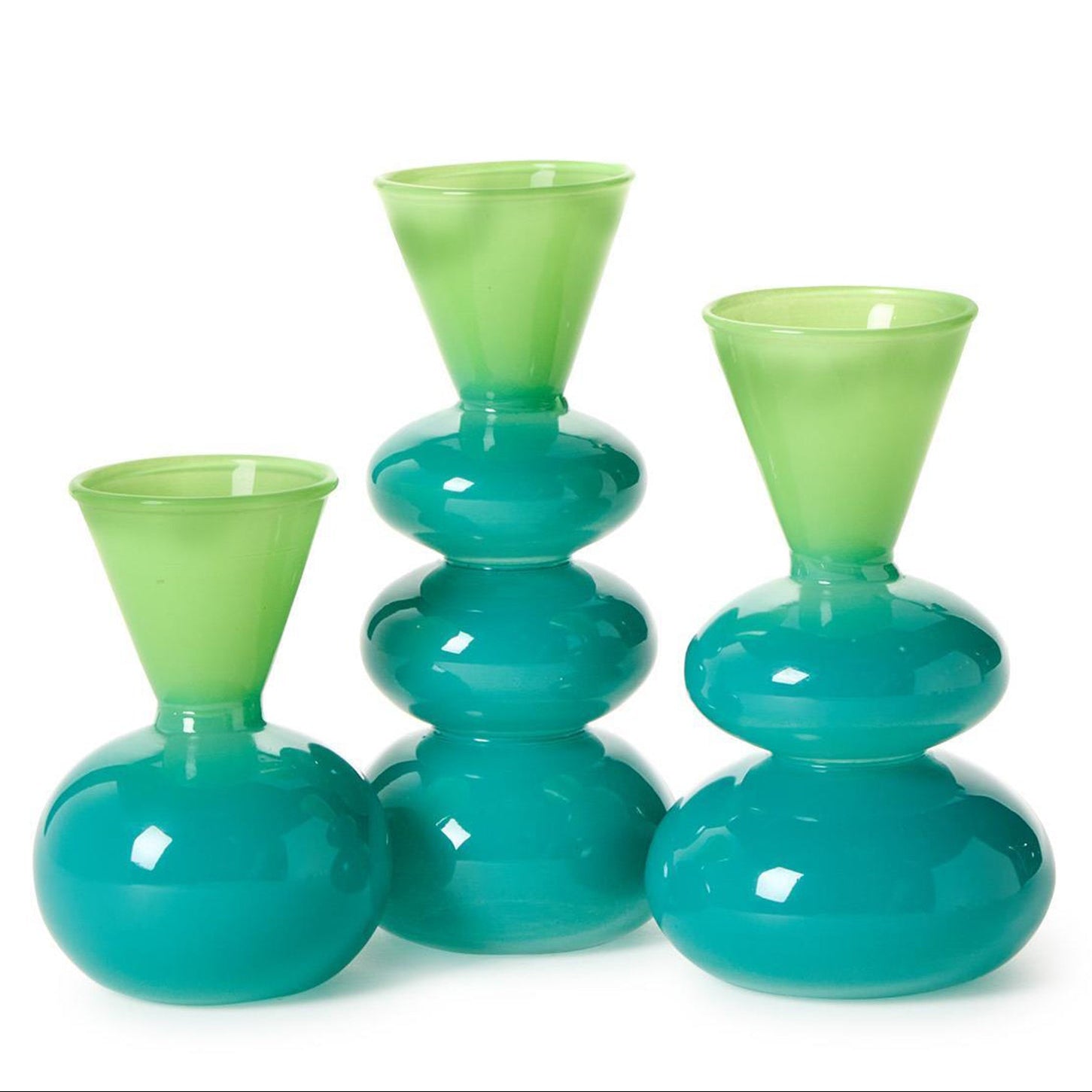Aqua/Verde Glass Vase Set of 3