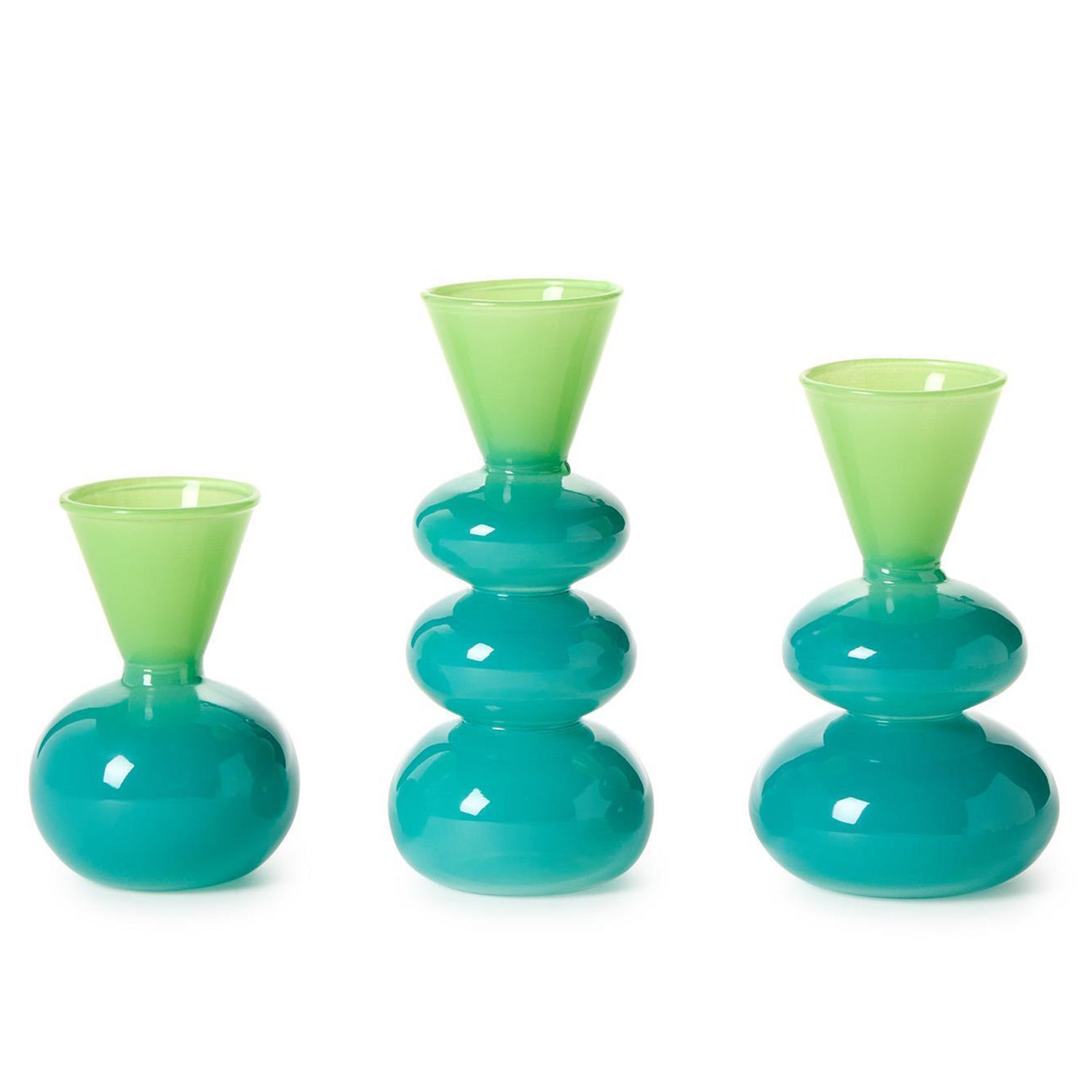 Aqua/Verde Glass Vase Set of 3