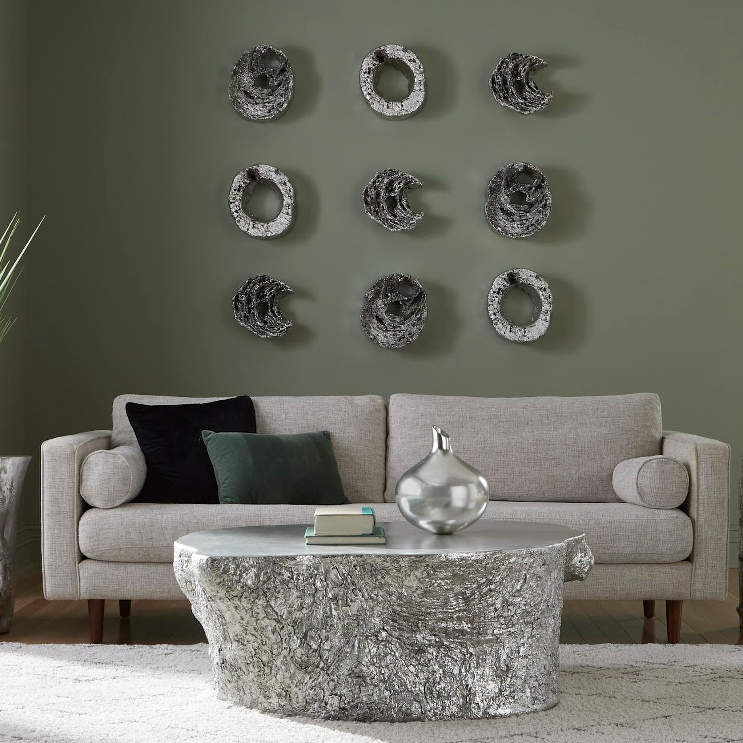 Phillips Collection Cast Eroded Wood Circle Wall Tile