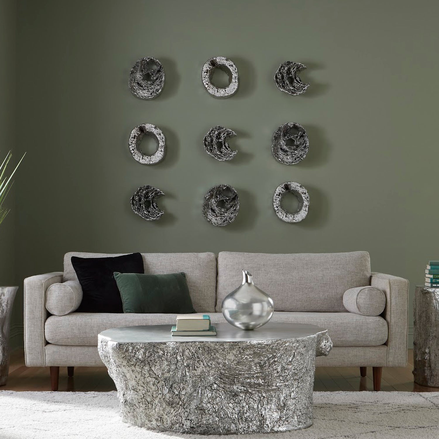 Phillips Collection Cast Eroded Wood Circle Wall Tile