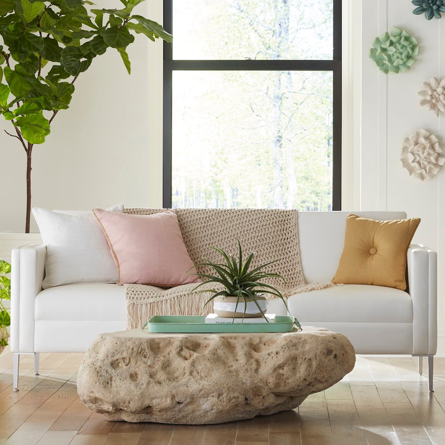 Phillips Collection Cast Boulder Coffee Table Roman Stone