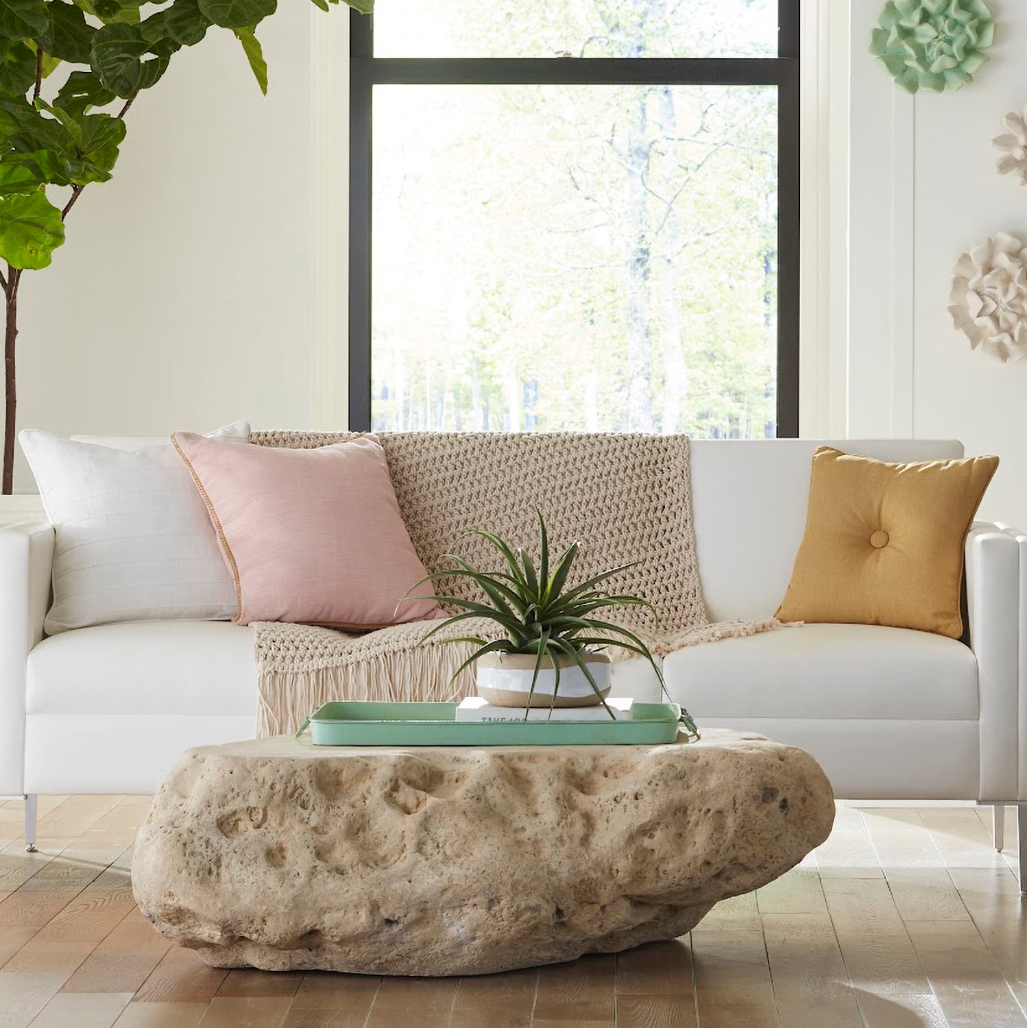 Phillips Collection Cast Boulder Coffee Table Roman Stone