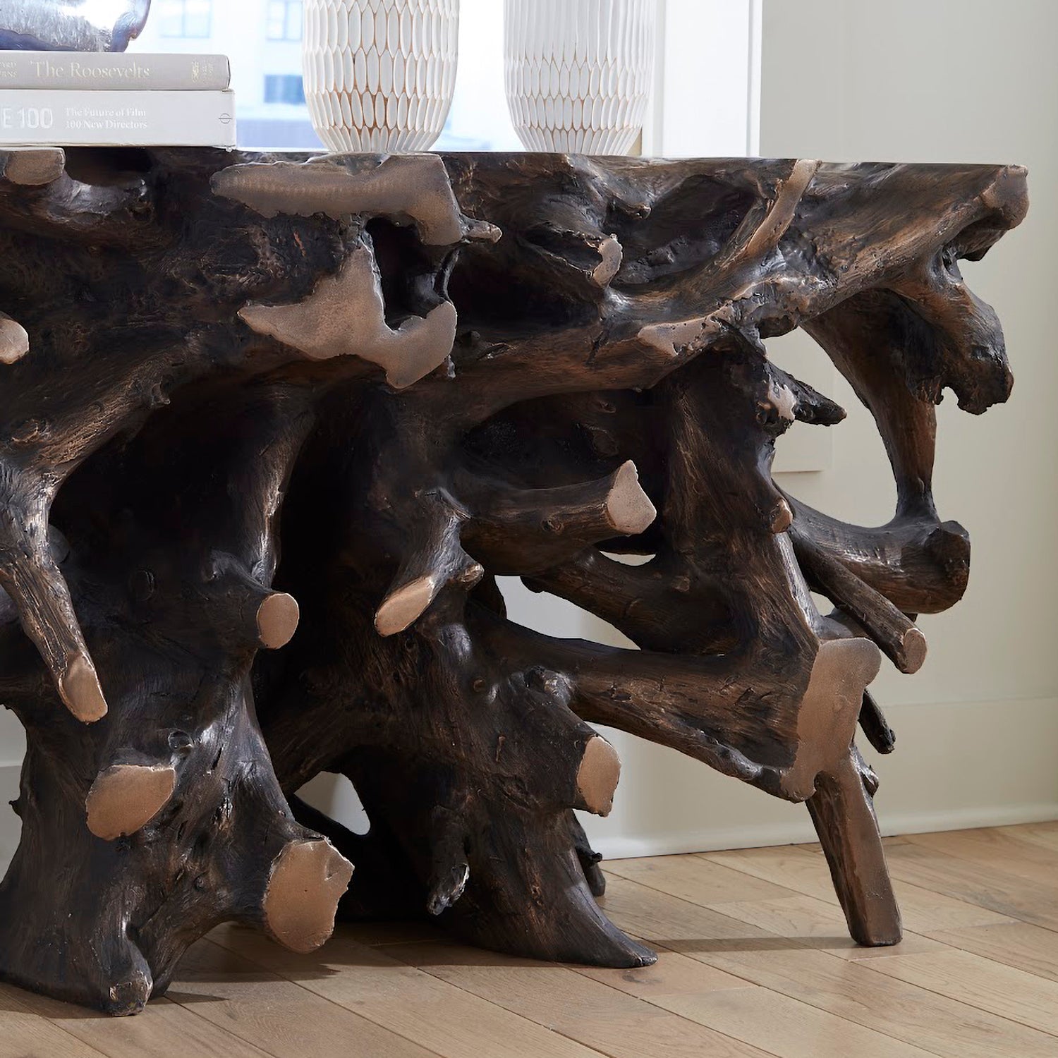 Phillips Collection Beau Cast Root Console Table, Bronze