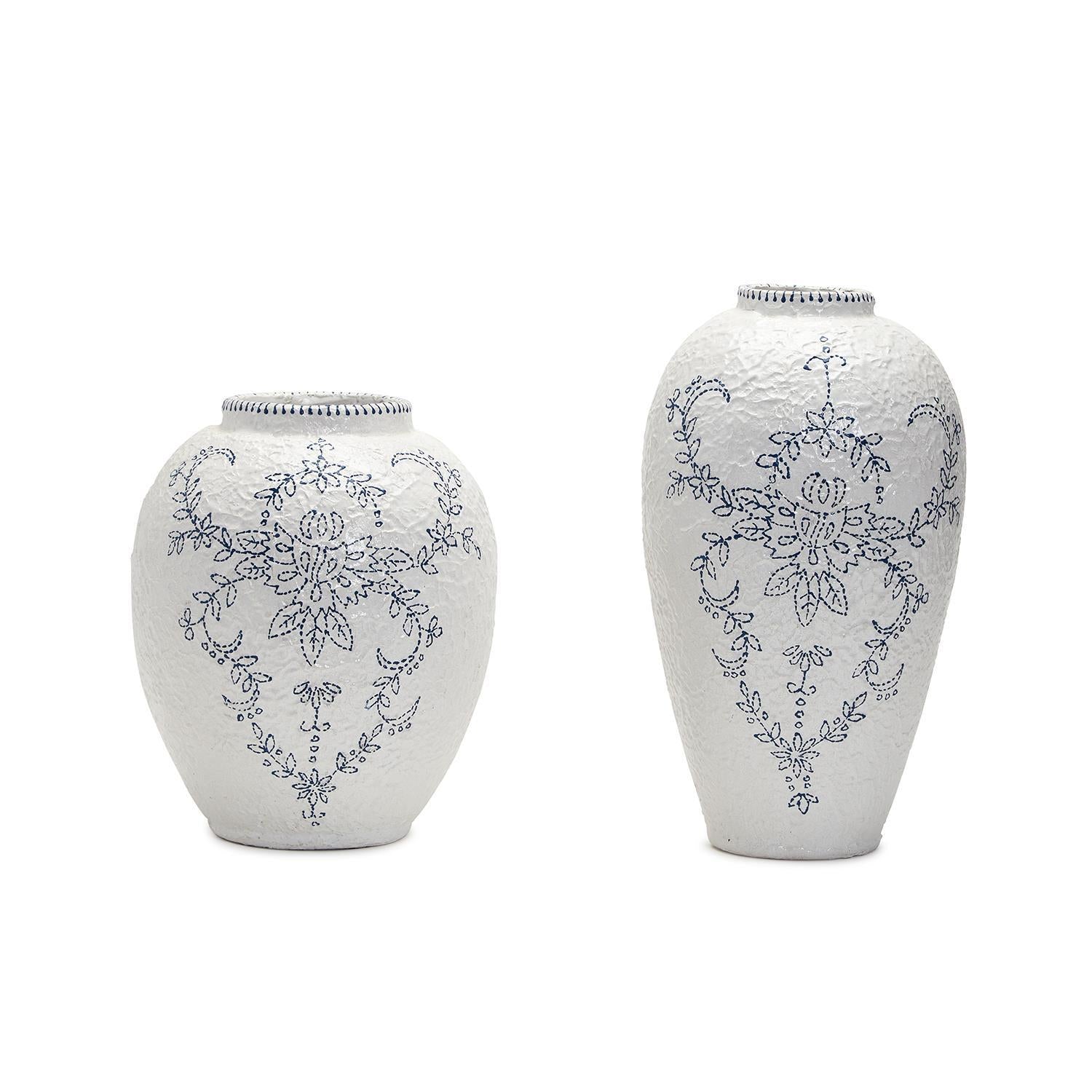 Blue and White Vase Set of 2