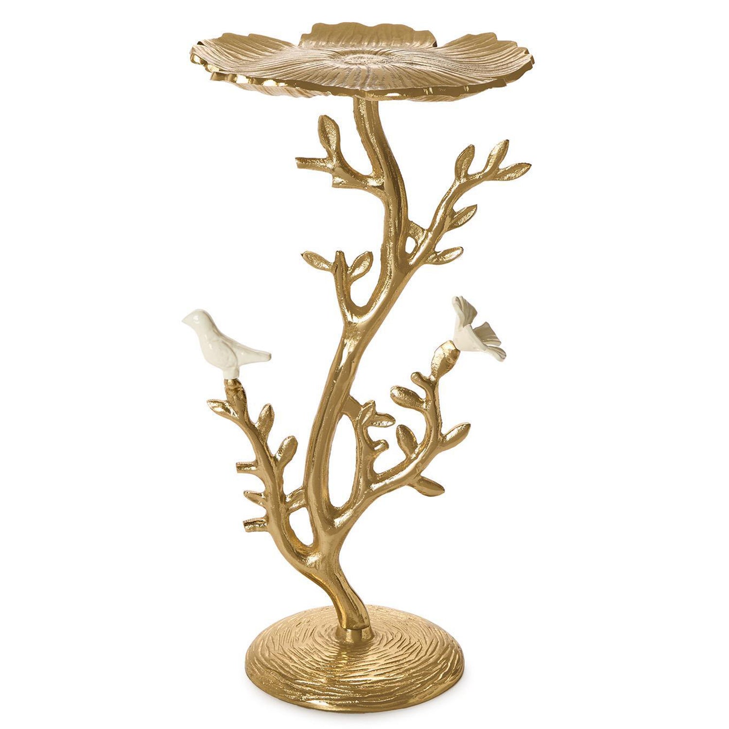 Poppy Flower Side Table with Ceramic Birds