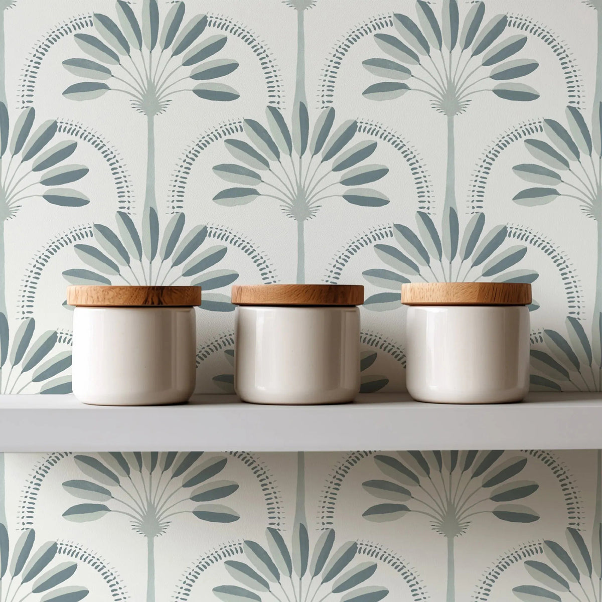 Mitchell Black Palm Arches Wallpaper