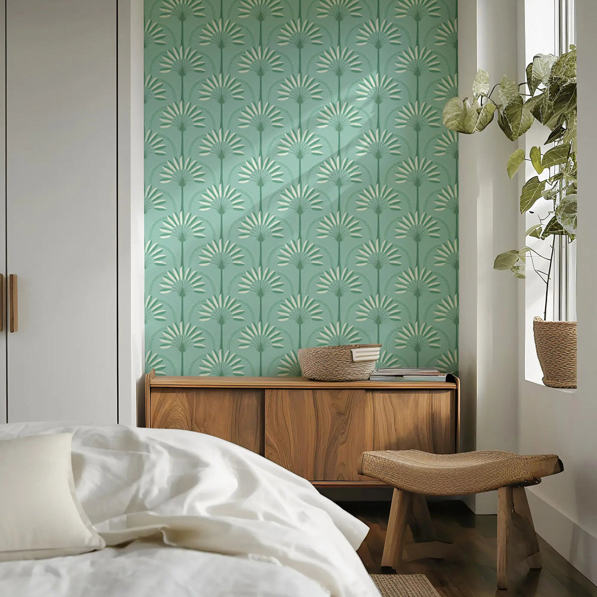 Mitchell Black Palm Arches Wallpaper