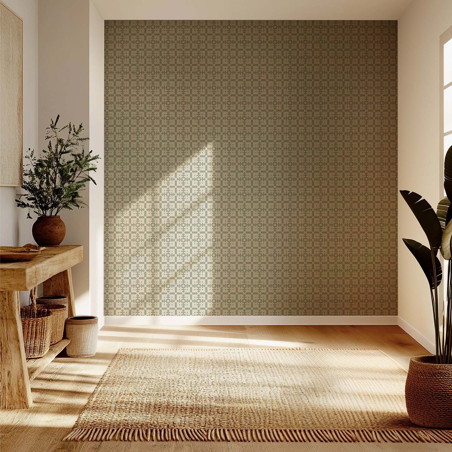 Piazza geometric wallpaper in Walnut, color detail