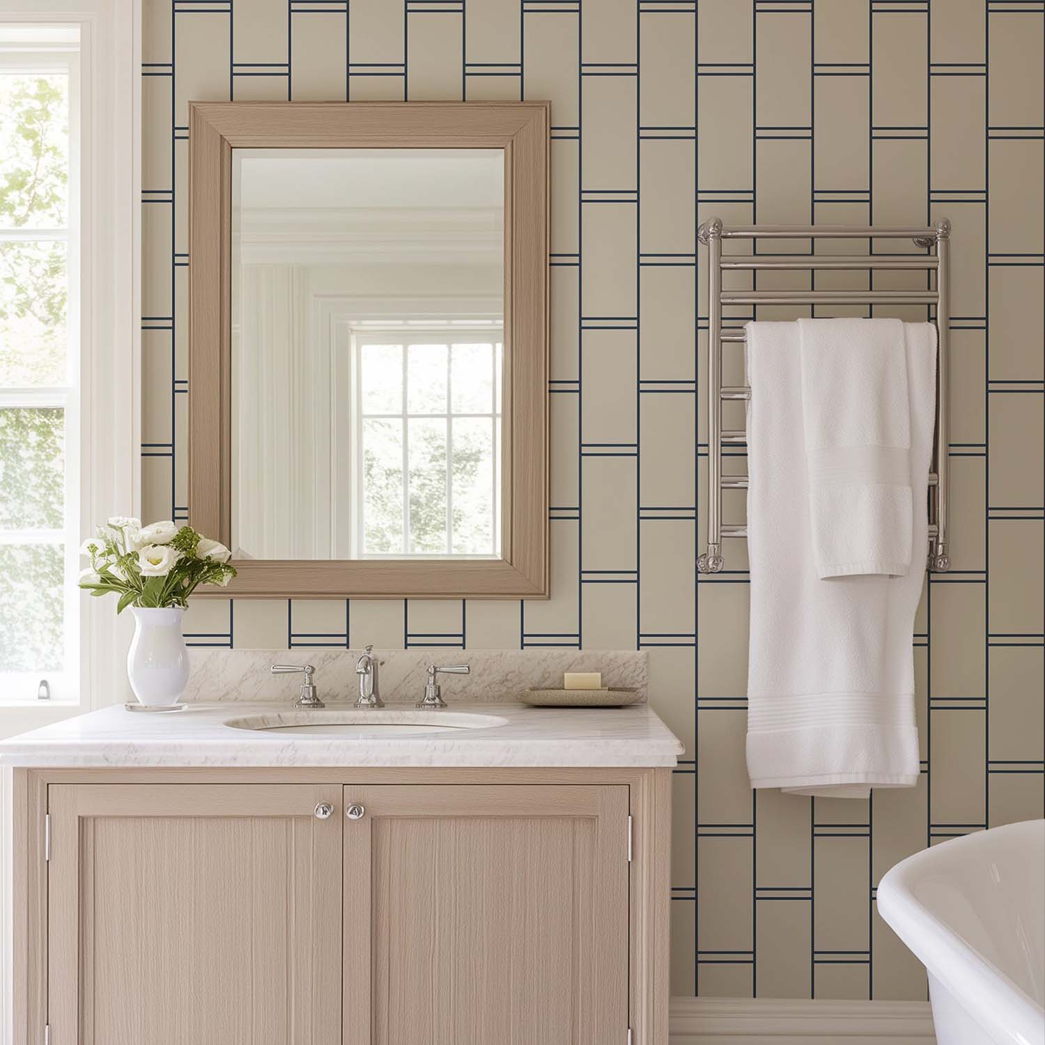 Mitchell Black Pillar Stripe Wallpaper