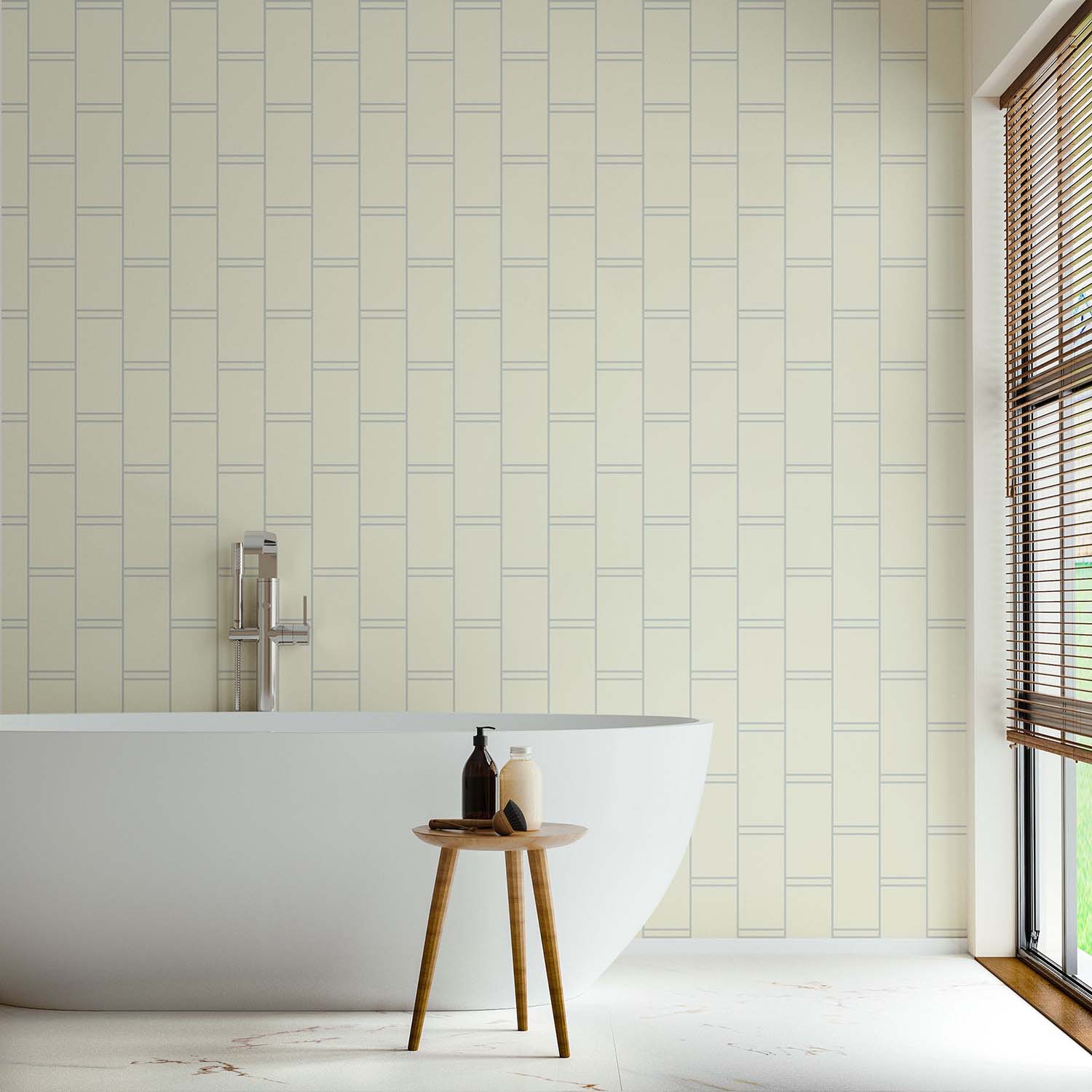 Pillar Stripe striped wallpaper in Shell Tint, swatch detail