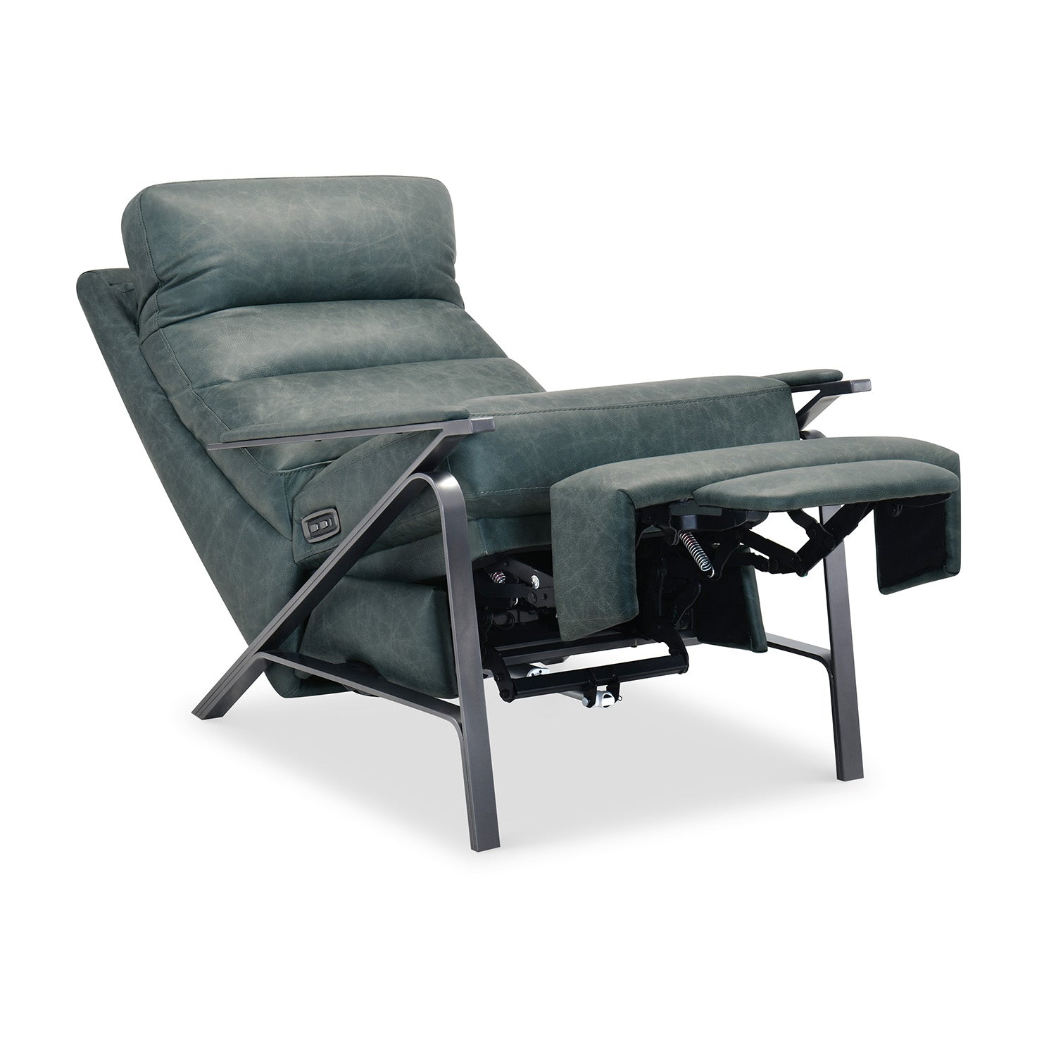 Hooker Furniture Elixir Blue Power Recliner with Power Headrest blue leather recliner, detail of the finish