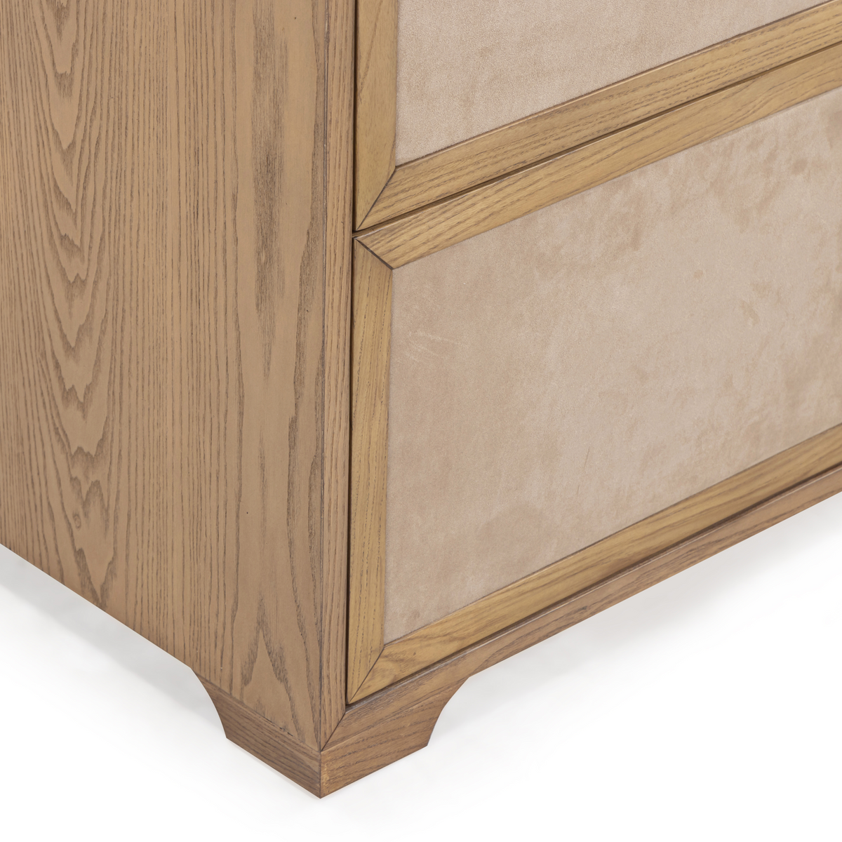 TOV Furniture Laurentis Light Taupe Suede and Wood 6-Drawer Dresser